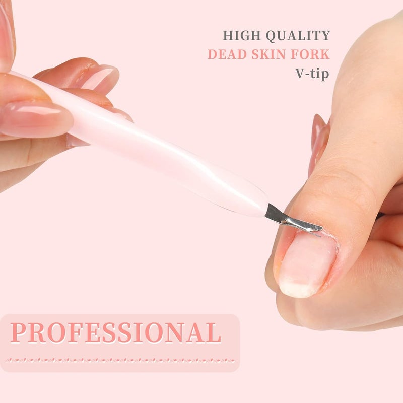 heemeei 50Pcs Nail Cuticle Trimmer Rubber Nail Cleaner, Plastic Handle Cuticle Knife, Double End Nail Dead Skin Fork Cuticle Pusher Bulk Nail Art Cuticle Remover Tools for Girls Women and Men-Peach…… - Image 5